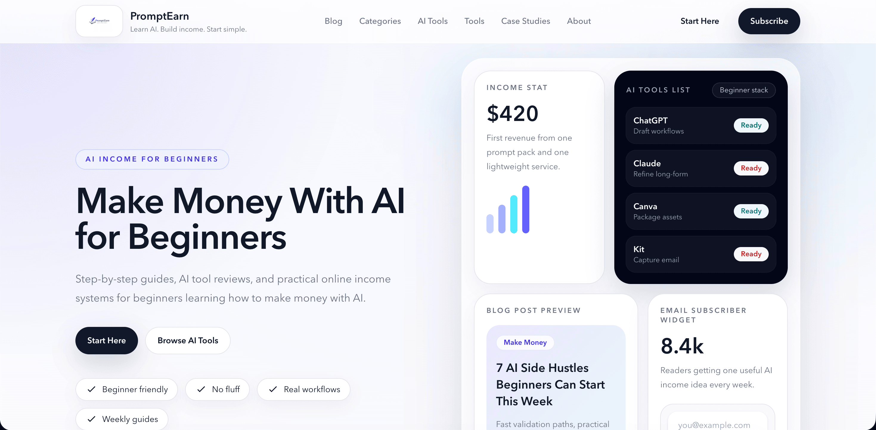 Prompt Earn HQ interface preview